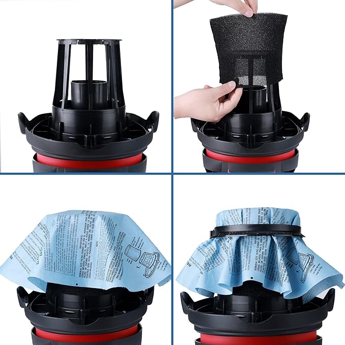 Shop-Vac 90107 Paper Disc Filter and 90585 Foam Sleeve Filter, for Most Shop-Vac Wet/Dry Vacuum Cleaners 5 Gallon and Above, Replacement Parts #9010700, 9013700,9058500, 6 Pack