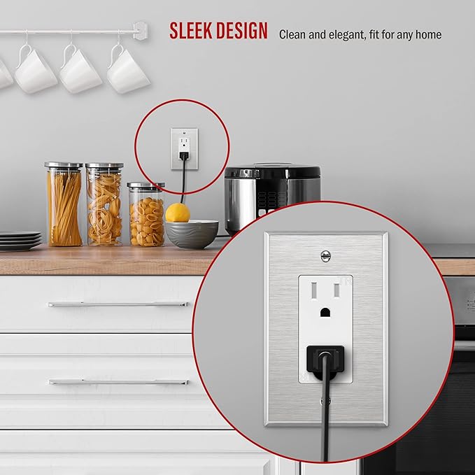 ENERLITES Decorator Switch or Outlet Metal Wall Plate, 430 Stainless Steel, Corrosion Resistant, Mid-Size 1-Gang 4.88" x 3.11", UL Listed, 7731M, Silver