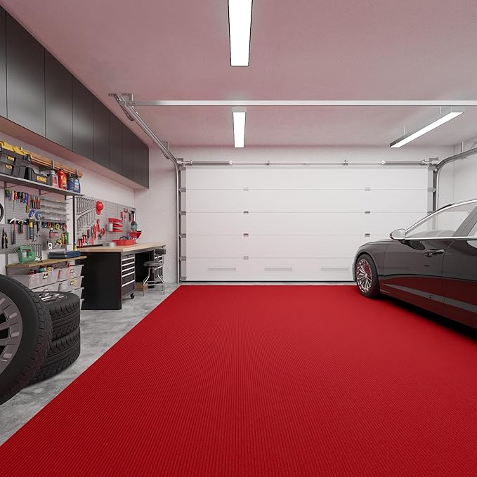 Ottomanson 6'6" x 43' Hallway Runner with Scraper Pile Extra Durable Non-Slip Rug Mat for Indoor & Outdoor Use - Ideal for Kitchen, Entryway, Patio & Garage - High-Traffic Carpet, Red