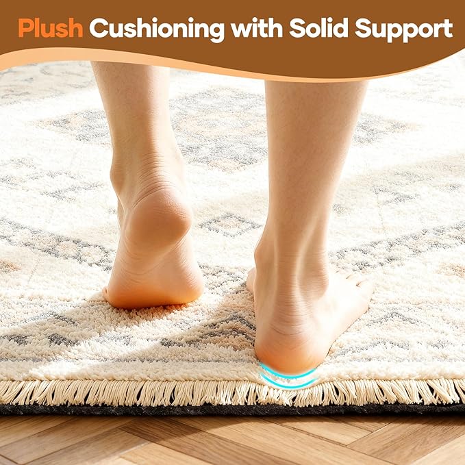 Veken Non Slip Cushioned Rug Pad Gripper 5 x 8 Ft, Felt and Silicone Backing, 1/4 inch Thick Carpet Liner for Hardwood Floors and Finishes, Under Area Rugs Anti Skid Mat, Keep Rugs Safe and in Place
