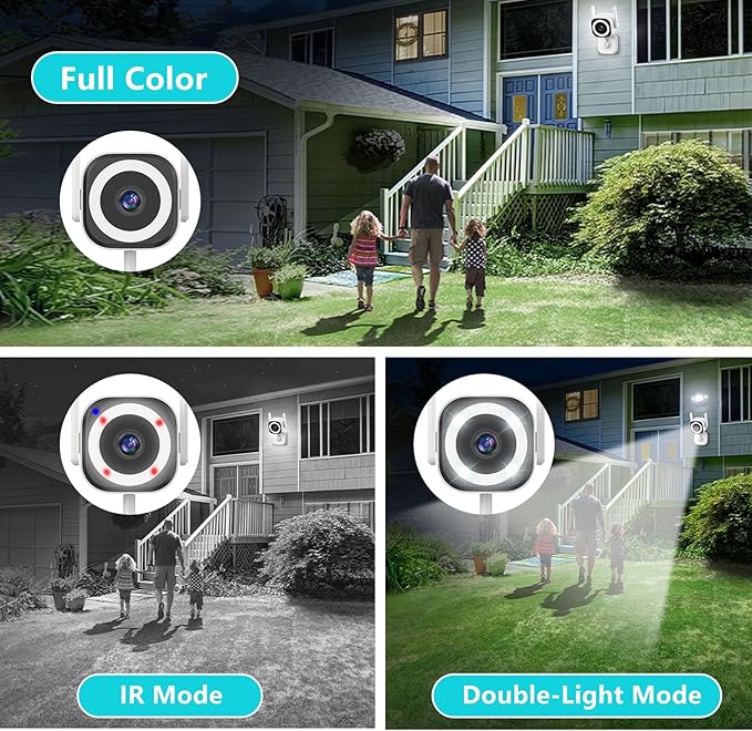 GUOANVISION Dual-Antenna Stable 5G WiFi Security Camera, 3X Zoom 2K Outdoor Indoor Camera for Baby/Pet, Home Security WiFi Camera with Color Night Vision, Two-Way Talk, IP66, SD/Cloud Storage (2-Pack)