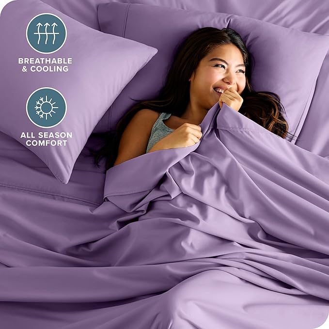 Bare Home Hotel Luxury Full Sheet Set, Extra Soft - 6 Piece Set - Deep Pockets - Easy Fit - Cooling & Breathable - Wrinkle, Fade, Stain Resistant - Includes 4 Pillowcases (Full, Lavender)