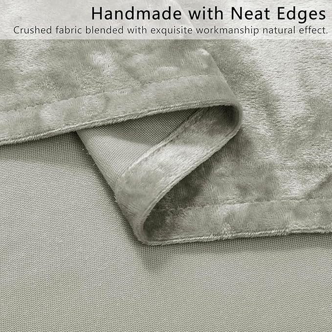 Silver Grey Crushed Velvet Curtains 52x90 inch Luxurious Thermal Insulated Soundproof Drapes for Living Room Bedroom Office Soft and Durable Light-Filtering Window Treatments, 2 Panels