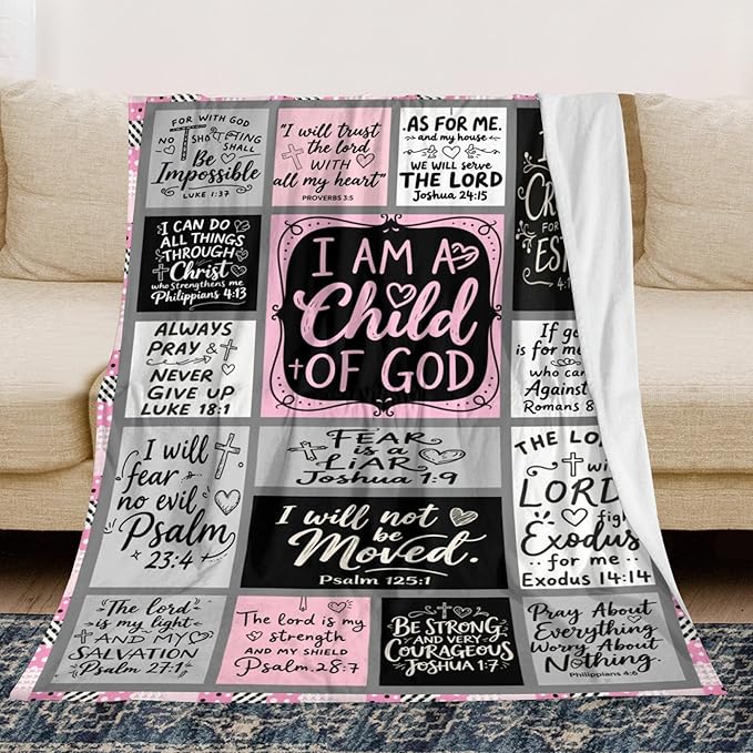 Christian Gift for Women, Inspirational Throw Blanket for Couch, Soft Lightweight Flannel Blanket, 50"x 60" Thoughts and Prayers Blankets for Bedroom Sofa Living Room Decoration
