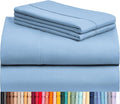 LuxClub 4 PC Full Sheet Set, Deep Pockets Wrinkle Free Cooling Bed Sheets Hotel Bedding for Women, Men, Kids & Teens, Includes 1 Fitted Sheet, 1 Flat Sheet and 2 Pillowcases-Soft Sky