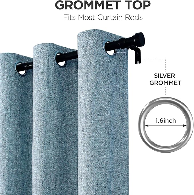 Joydeco Blackout Curtains 108 Inches Long 2 Panels Burg, Room Darkening Curtains for Bedroom, 100% Black Out Textured Thermal Drapes Privacy Protection 2 Panels Set(W52 x L108 Inch, Sky Blue)