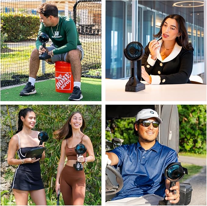 CANE5 AirLux Pro, Portable Fan, 180-Degree Tilt Head, 5 Speeds, 18MPH Wind Velocity, Rechargeable 20V Battery, [40 Working Hours], USB Power Bank, LED Ring Light, Hands-Free Smart Hook