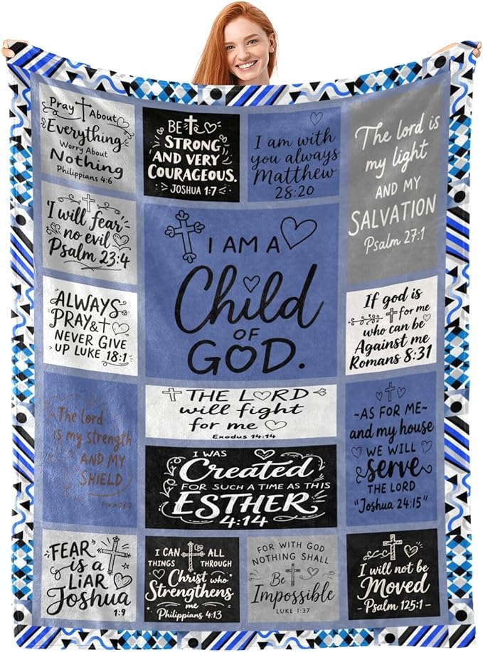 Christian Throw Blanket for Couch, Inspirational Gift for Women, Super Soft Plush Flannel Blanket, 50"x 60" Thoughts and Prayers Blankets for Bedroom Sofa Living Room Decoration