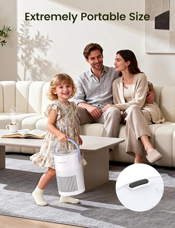 Air Purifer for Home, True HEPA Air Purifier for Bedroom, Air Cleaner for Pet Dander, Quiet Sleep Mode, Portable Air Purifier for Office, Odor, Dust, Smoke