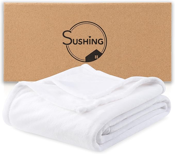Luxury Fleece Warm Throw Blanket, Soft Lightweight Velvety Plush Throw for Couch and Bed, Cozy Comfy for All Seasons(True White, 50×70 Inches)