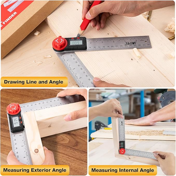 UNIPEC Digital Angle Finder Protractor, Angle Finder Ruler,Stainless steel 7inch 200mm 7inch/200mm, Angle Measuring Tool for Woodworking,Carpenter,Construction,DIY Measurement (Stainless Steel)
