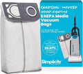 Simplicity Vacuums S26HC-6 HEPA Vacuum Bags with HEPA Media for S26 Premium Allergy Upright Vacuum Cleaner, Charcoal-infused, Drop-in Bag, Sealed HEPA System