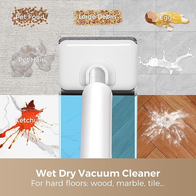 BROBIG Wet Dry Vacuum Cleaner, 180°Lie-Flat Vacuum Mop All in One with Auto Self-Cleaning, Smart Floor Cleaner Machine for Hard Floor, 45 Mins Runtime, Edge Cleaning, Self-Propelled Vacuum Mop Combo