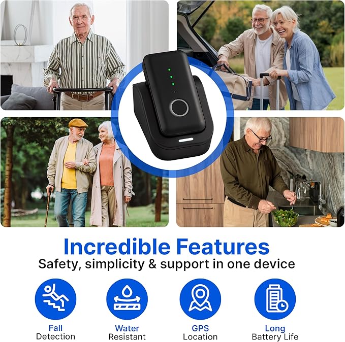 Home&Wellness Senior Safety Gemini Go Anywhere Medical Alert Device Button with Fall Detection ATT Cellular