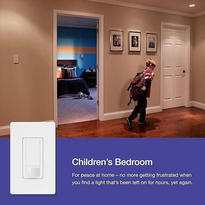 Lutron Maestro Motion Sensor Light Switch Indoor for Bathroom, Garage, Laundry Room, Closet, Occupancy Sensor Light Switch, Single-Pole, No Neutral, MS-OPS5M-WH, 3 Pack