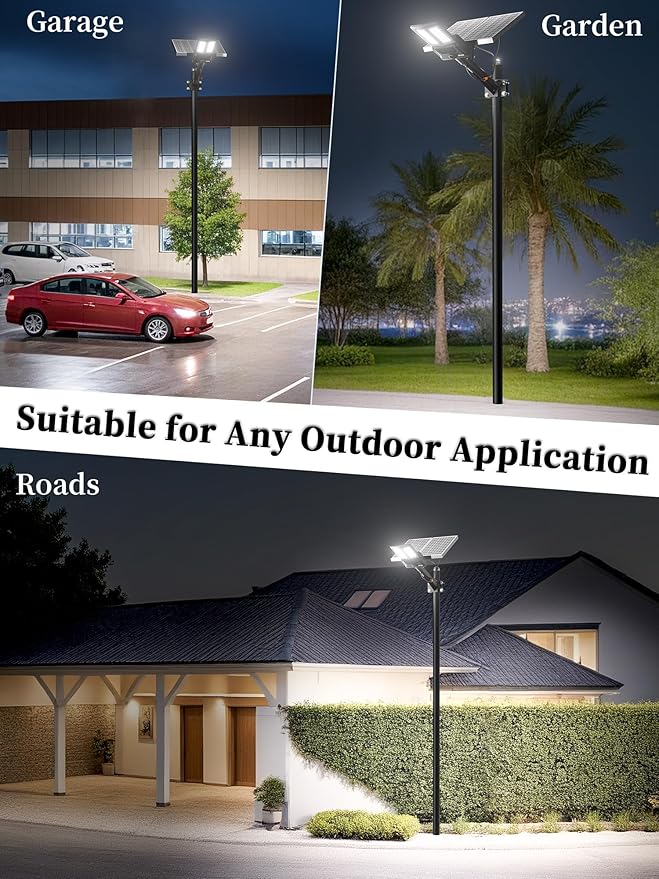 Ofuray OL-9600W Solar Street Lights Outdoor,Parking Lot Lights Commercial Dusk to Dawn up to 520,000Lm,40,000mah Big Power Solar Security Flood Remote Control with Motion Sensor for Street,Yark