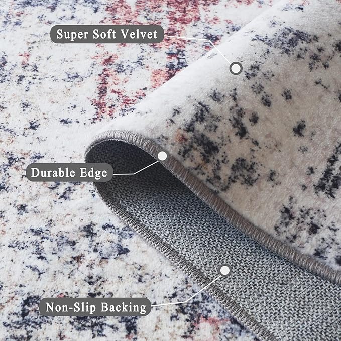 8x10 Area Rugs for Living Room, Non-Slip Backing Washable Rug 8x10, Large Area Rug Soft Carpet for Bedroom Dining Room, Neutral Modern, Easy Clean, Durable, Brown Black White