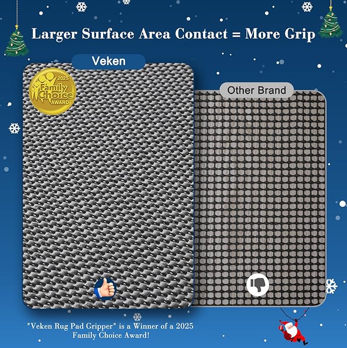 Veken 6 Ft Round Rug Pad Gripper for Hardwood Floors, Non Slip Circle Rug Pads for Area Rugs, Thick Dark Grey Rug Grippers for Tile Floors, Under Carpet Anti Skid Mat, Keep Your Rugs Safe and in Place