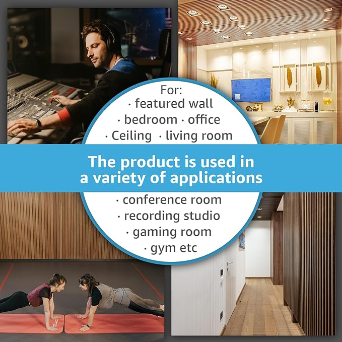 Art3d 4pcs-107 x 8in Slat Acoustic Panel for Wall and Ceiling, 3D Fluted Sound Absorbing Panel with Wood Finish, Walnut