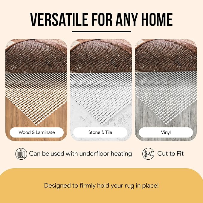 Non Slip Area Rug Gripper 5x7 Feet, Rug Gripper for Hardwood Floors, Laminate, Vinyl, Stone & Tile, Anti Slip Area Rug Pad for Under Rugs
