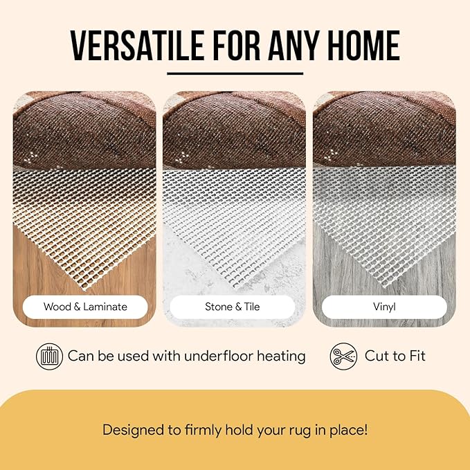 Non Slip Area Rug Gripper 4x6 Feet, Rug Gripper for Hardwood Floors, Laminate, Vinyl, Stone & Tile, Anti Slip Area Rug Pad for Under Rugs