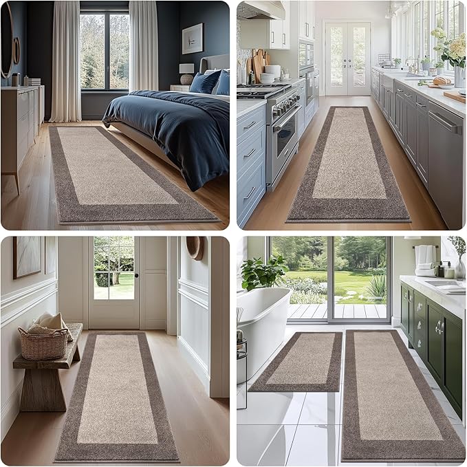 Washable Area Rug 34" x 60", Non Slip Kitchen Rug for Floor, Absorbent Entrance Runner Rug for Bedroom, Living Room, (Roll Packing)