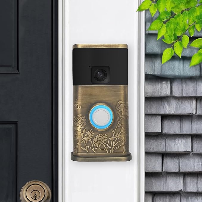 Garden Video Doorbell Cover (Compatible with Ring Battery Doorbell - 2024 Release) (Antique Brass)