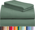 LuxClub 4 PC Full Sheet Set, Deep Pockets Wrinkle Free Cooling Bed Sheets Hotel Bedding for Women, Men, Kids & Teens, Includes 1 Fitted Sheet, 1 Flat Sheet and 2 Pillowcases-Soft Tree Moss Green