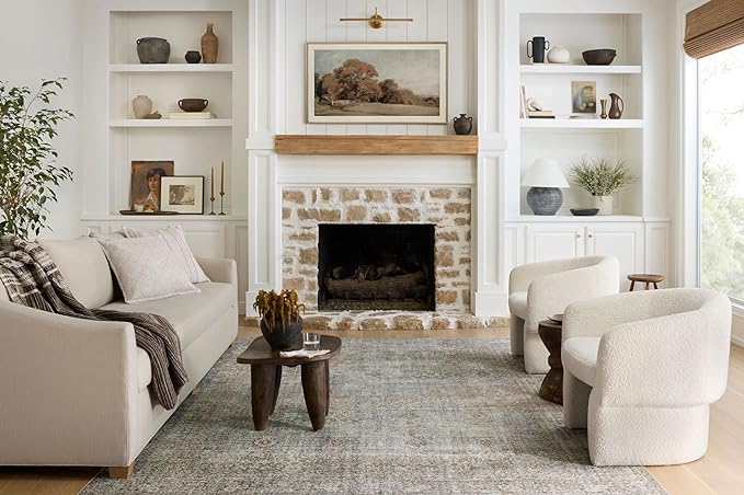 Loloi Chris Loves Julia Jules Collection JUL-08 Emerald/Antique Ivory 8'-6'' x 11'-6'', .13" Pile Height, Area Rug