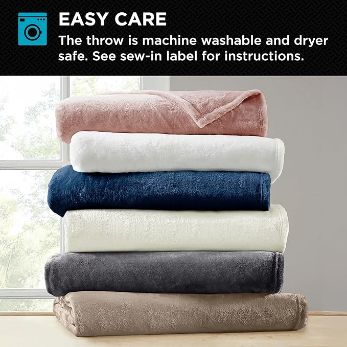 Brookstone Nap Plush Throw Blanket for Couch | Warm & Super Soft Blanket with Unmatched Heavy, Dense, and Ultra-Comfy Throw | Luxurious Drape, Cozying Up on a Sofa, Chair | Blush