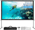 Projector Screen and Stand,JWSIT 120 inch Outdoor Movie Screen-Upgraded 3 Layers PVC 16:9 Outdoor Projector Screen,Video Projection Screen with Carrying Bag for Home Backyard(Rear Projection Screen)