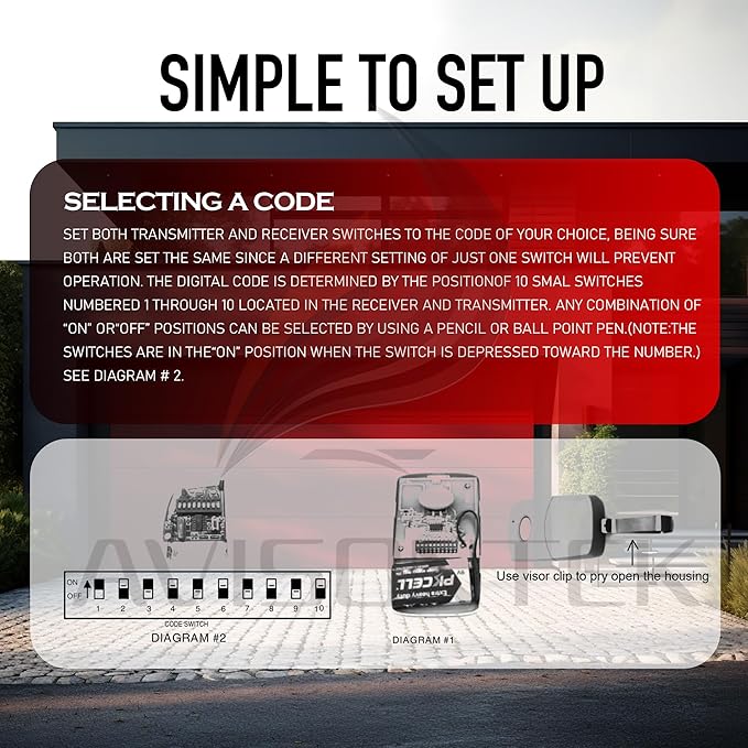2 for Multi-Code 3089 308911 Linear MultiCode MCS308911, 10 Dip Switch Gate Opener Remote 300MHZ, Multi Code Garage Door Opener【10-Year-Warranty】