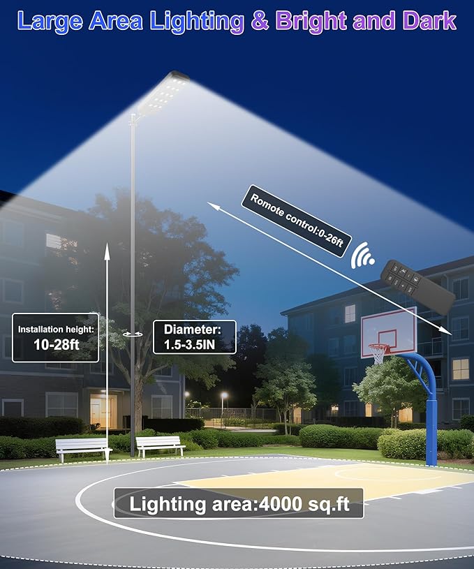 JAYNLT X-15000W Solar Street Lights Outdoor, Ultra-Large 6500K Commercial Parking Lot Lights Dusk to Dawn,IP67 Waterproof Solar Power Flood Security Light for Parking Lot,Garage