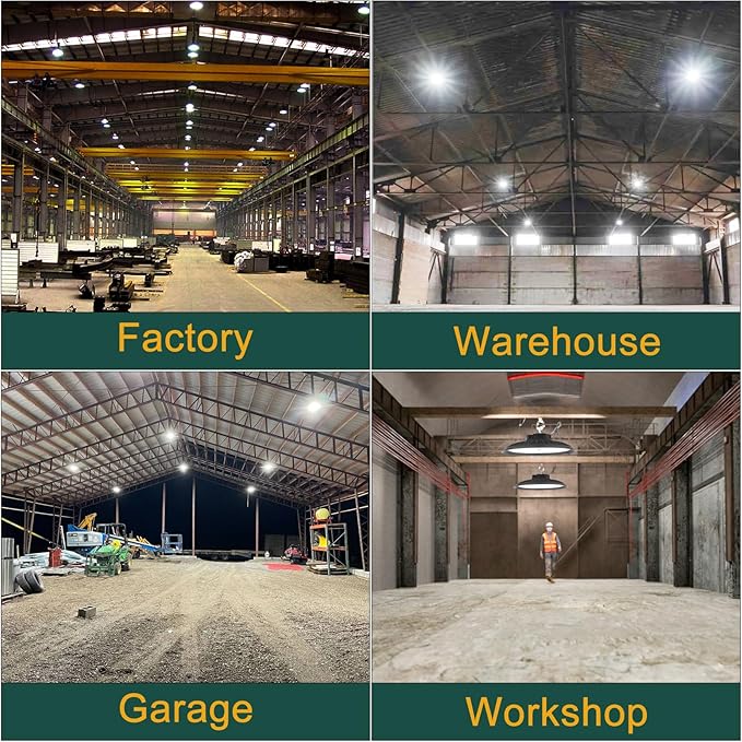 ACOHOOK 2Pack 600W UFO LED High Bay Light 5000K Daylight, 90,000 Lumens Super Bright, 100-277V Wide Voltage, Commercial High Bay Lighting for Warehouse Factory Gym, 3.3' Cable & US Hook, Plug& Play