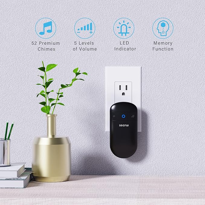 Door Chime, Door Sensor Chime for Door Opens – Door Ringer with 500ft Operating Range 52 Chime 110dB LED Indicators –Entry Alert Chime for Business/Home/Office (2 Receivers+3 Sensors)