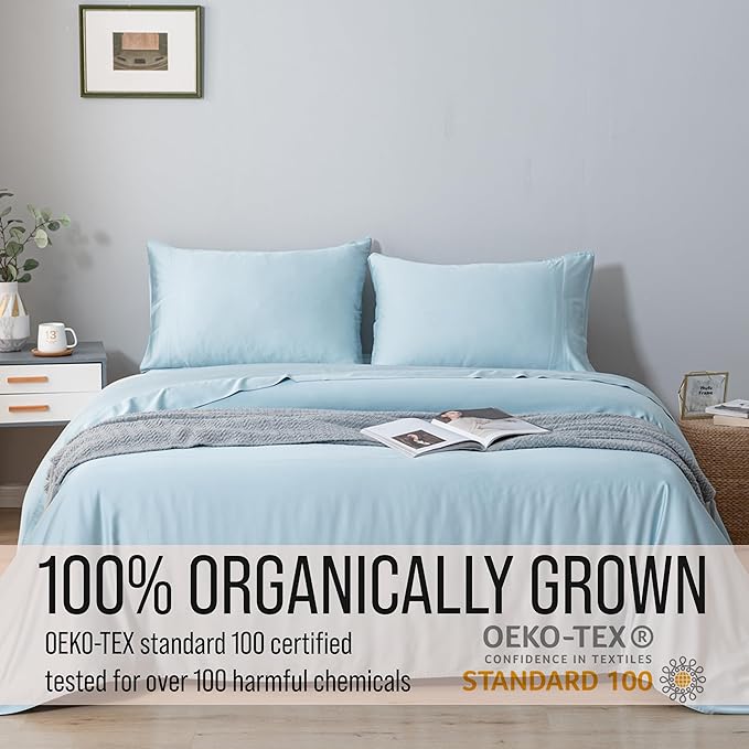 Bella Coterie Luxury Bamboo Viscose King Size Sheet Set | 100% Organically Grown | Ultra Soft | Cooling for Hot Sleepers | 18" Deep Pocket [Coastal Blue]