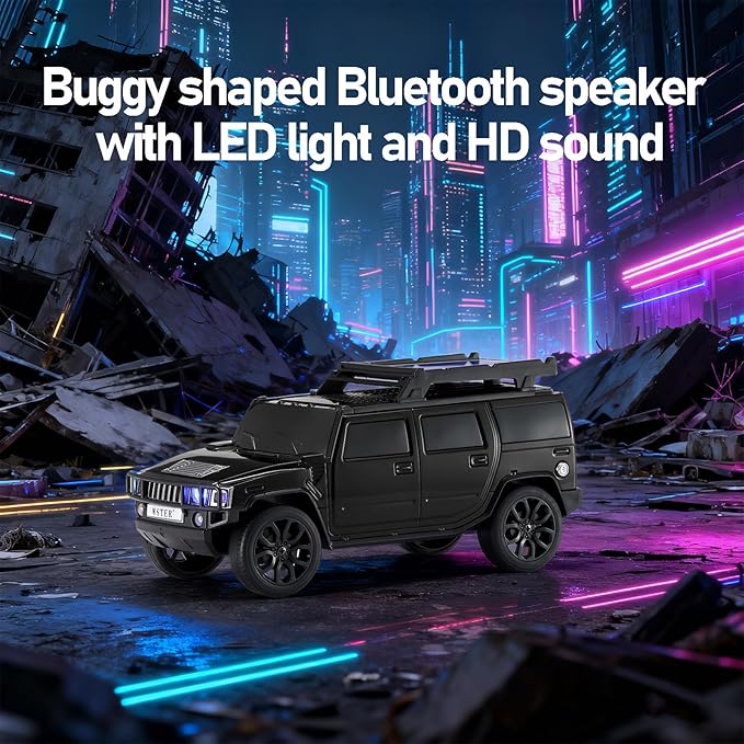 WSTER Solar Off-Road Car Bluetooth Speaker – HD Stereo Sound with TWS Pairing, TF/USB Playback, Portable Bluetooth Car Speaker for Home Audio, Outdoor Use & Retro Gifts for Men (Black)