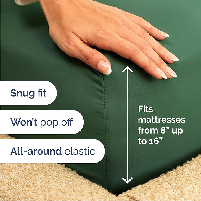 Cal King 6 Piece Sheet Set - Cooling, Comfy & Breathable - Hotel Luxury Bedding, Includes Fitted Sheet for Women, Men, Kids & Teens - 1 Flat, 1 Fitted Sheet, 4 Pillowcases with Deep Pockets - Emerald