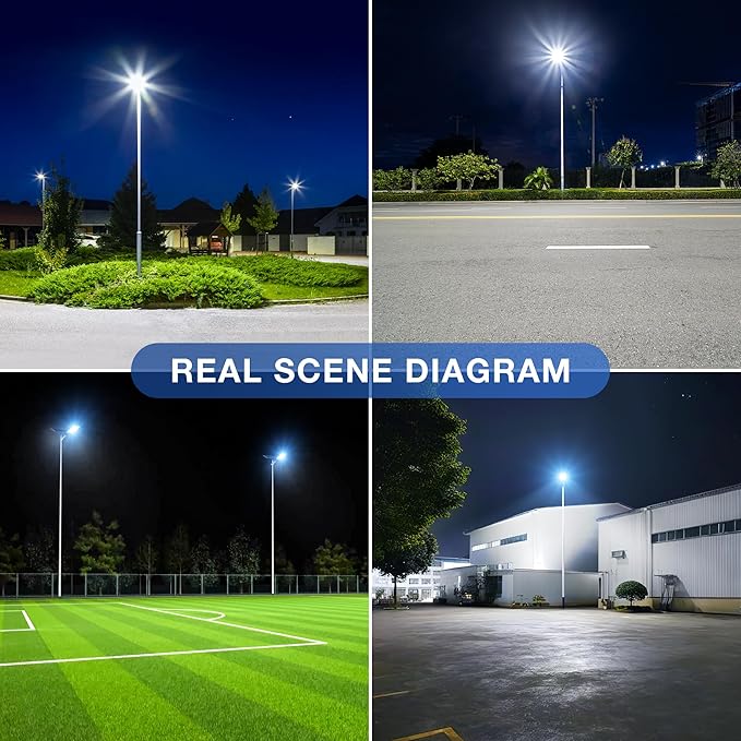 OKPRO 12000W Solar Street Lights Outdoor - 6500K Commercial Parking Lot Dusk to Dawn, Heavy Duty Split Type Solar Lights Outdoor Waterproof with Remote Control for Driveway, Outside(2Pack)