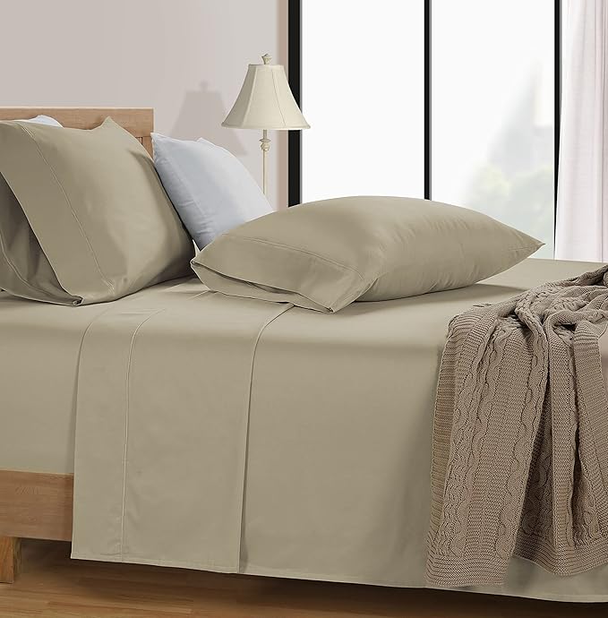 LANE LINEN Queen Size Bedding Set – 100% Cotton Queen Size Bed Set with 600 Thread Count, Soft & Cooling Fabric, Value Bedding for Daily Use, Hotel Sateen Finish, 15" Deep Pocket – Linen