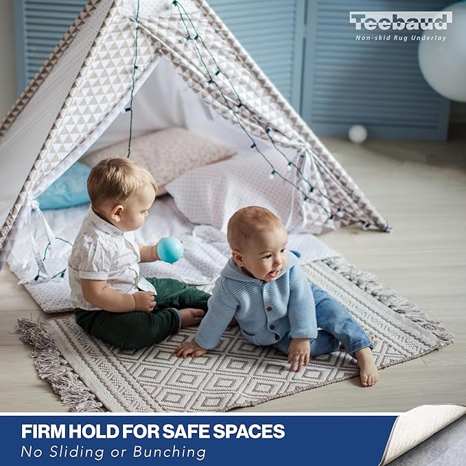 3' x 10' Non-Slip Rug Pad, Reversible Gripper, Non Skid Pads for Hardwood, Vinyl, Tile, Laminate Floors, Keep Area Rugs Secure, Natural Materials Safe for Indoor Flooring, ¼” Thick