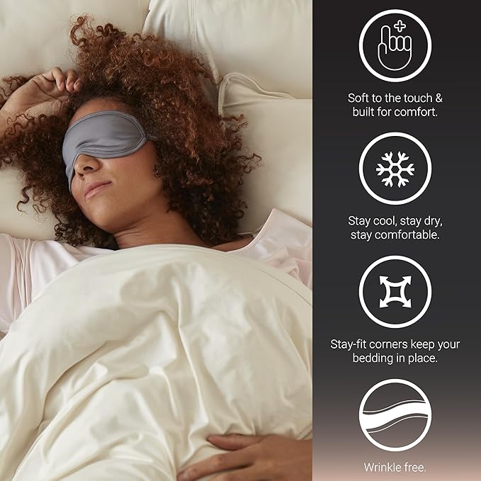 SHEEX - Original Performance Sheets Set (Full) Ecru - Cooling Sheets - Moisture Wicking - 1 Flat Cooling Sheet, 1 Fitted Cooling Sheet, 2 Pillow Covers - Wrinkle Free - Sleep Aid