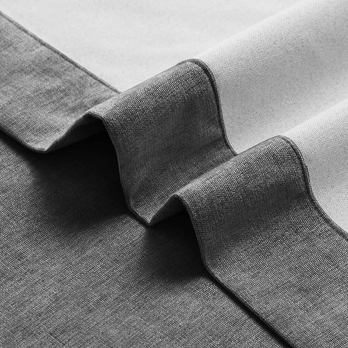 Macochico 100% Blackout Curtains Thermal Insulated Noise Reducing Chenille Curtains for Hotel Auditorium Bedroom Living Room Grommet Dark Grey Curtains with Tieback Classic 52" Wx84 L 1 Panel
