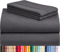 LuxClub 4 PC Full Sheet Set, Deep Pockets Wrinkle Free Cooling Bed Sheets Hotel Bedding for Women, Men, Kids & Teens, Includes 1 Fitted Sheet, 1 Flat Sheet and 2 Pillowcases-Dark Grey