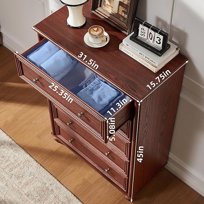 Farmhouse Dressers & Night Stand Set of 4, Wood 54" Wide Dresser & 45" Tall Chest of Drawers, 18" with Charging Station Nightstand Set of 2, Bedroom Furniture Dresser Set for Home Living Room Hallway