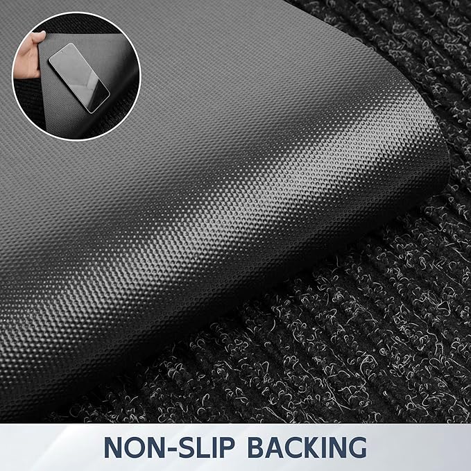 Front Door Mat, 72" x 36" Heavy Duty Indoor Outdoor Doormat, Non-Slip Welcome Mats for Entryway, Rubber Backing Low Profile Commercial Door Mats, Black Stripe