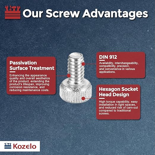Kozelo 100pcs Socket Head Cap Screws - [M2-0.4 x 3mm] 304 Stainless Steel Allen Socket Drive for Electrical Motor 3D Printing Fan Engine Replacement Use, Silver