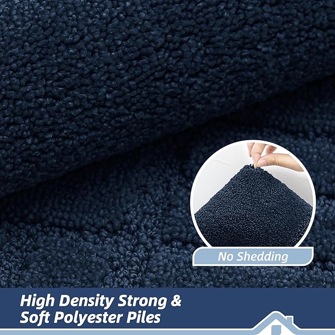 BEQHAUSE Door-Mat Non-Slip Front Doormat Low-Profile Entrance Mats for Front Door Entry Resist Dirt Washable Doormat Absorbent Entryway Door Mat,Navy Blue, 36"x60"