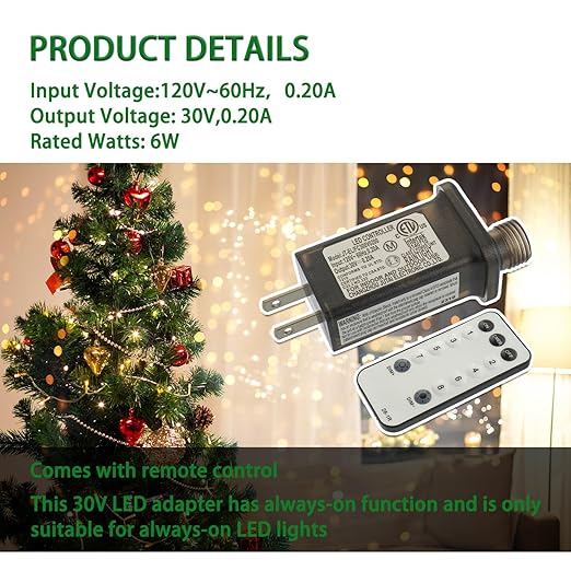 SIGANDG 30V 6W 8 Mode LED Controller with Memory Function and IR Remote Control Low Voltage Transformer for Holiday String Lights,not Fit for 8 Mode with Control Box and 1 Mode String Light(1 pcs)
