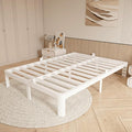 12 Inch Full Bed Frame, Platform Bed Frames with Metal Gaskets, Anti-Slip Mattress Stopper, No Box Spring Needed, Heavy Duty Steel Slat Support, Round Corner Leg, Easy Assembly, White